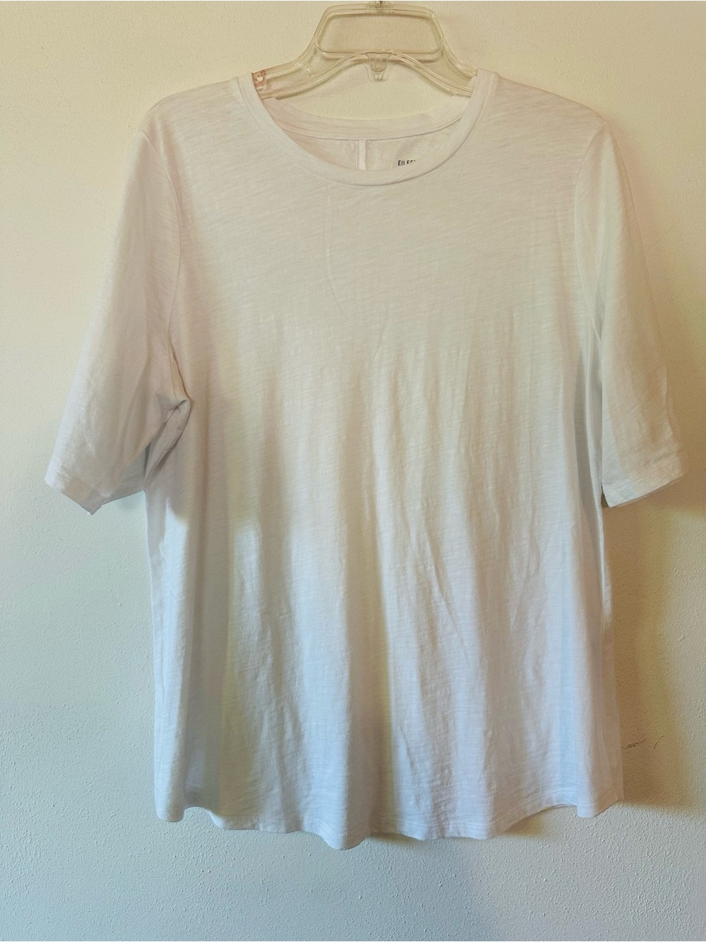 Eileen Fisher White Organic Cotton Short-Sleeve Crew Neck Tee Size L